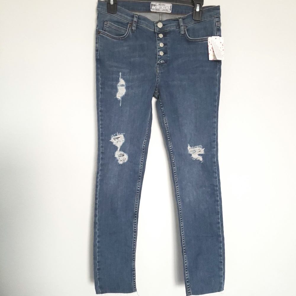 Free People IT Skinny Raw Hem Denim Size 28